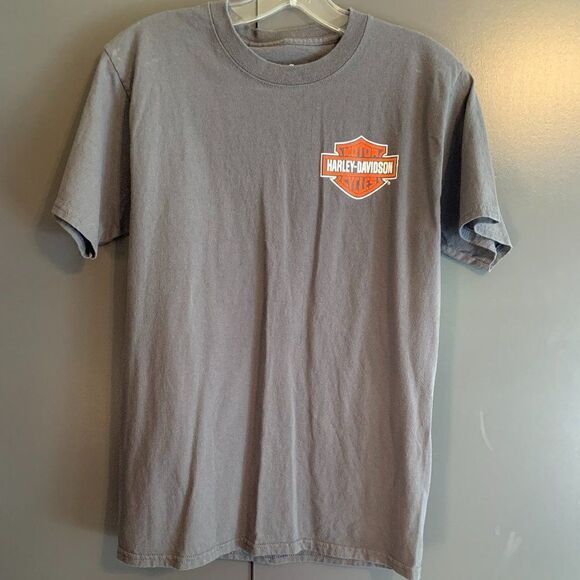 Hanes Harley-Davidson Gray & Orange Short Sleeve T-Shirt Danville, VA Size Small - Picture 1 of 5